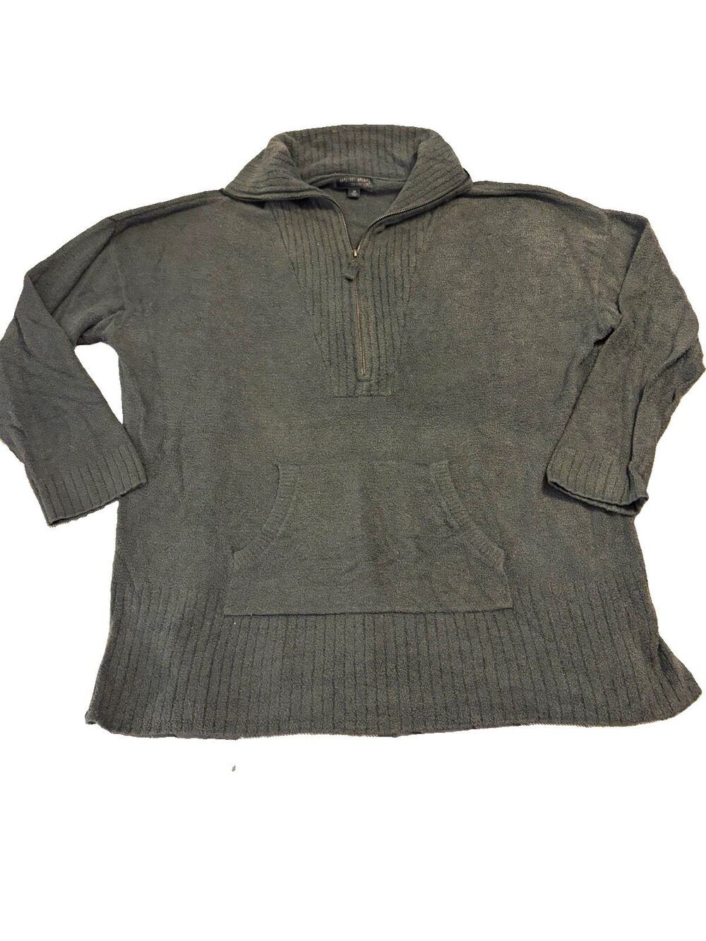 Barefoot Dreams CozyChic Lite Gray Collared 1/2 Zip Pullover Sweater 2X